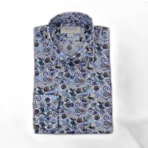 NEW HAGEN men's passport stamps sport shirt in passport stamp print